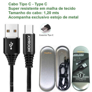 Cabo TYPE C USB reforçado e durável