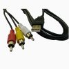 Cabo USB A macho com 3 RCA para áudio e vídeo