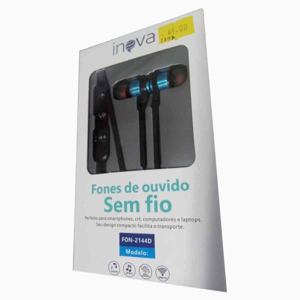 Fone bluetooth sem fio inova azul