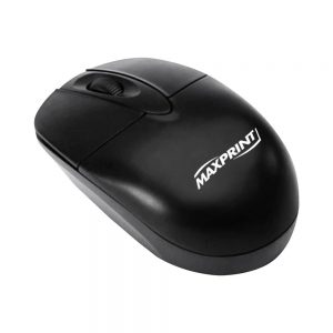 Mouse usb com fio modelo clássico, preto, com 3 botões – Maxprint