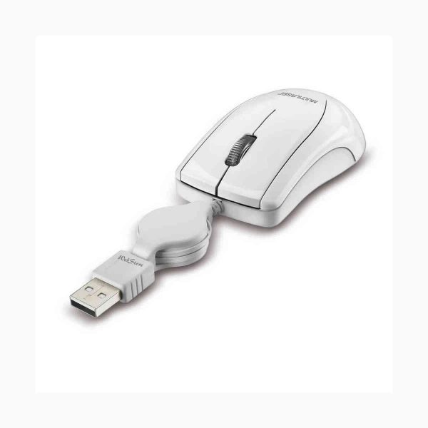 Mouse para notebook, usb com cabo retrátil, na cor branco e 1200 dpi