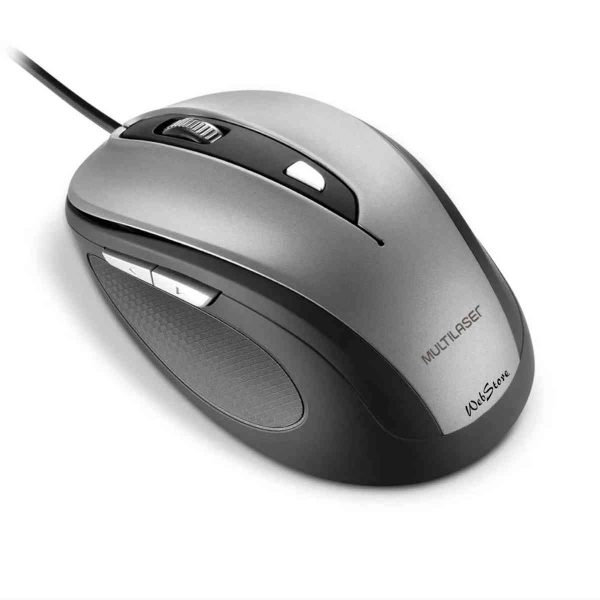 Mouse ótico tamanho normal, USB com fio, 6 botões