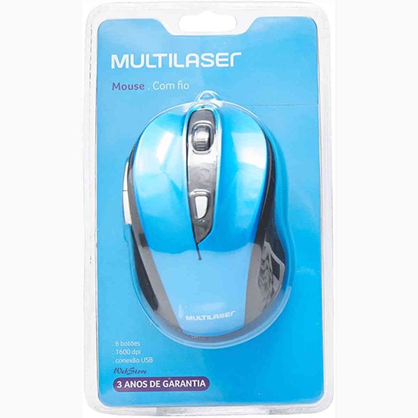 mouse multilaser MO244 azul USB para computador ou notebook