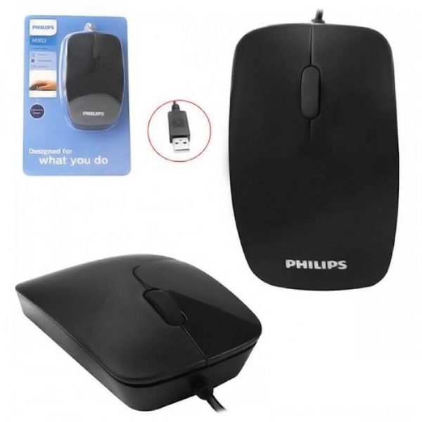 mouse philis m302 preto USB tamanho normal ambidestro