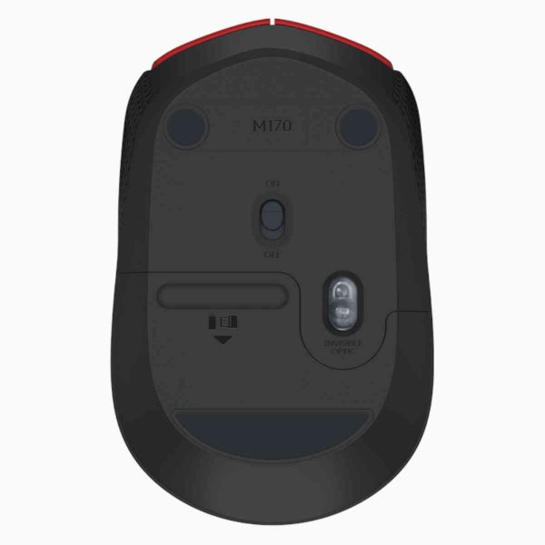 mouse logitech M170 vermelho e preto sem fio e a laser