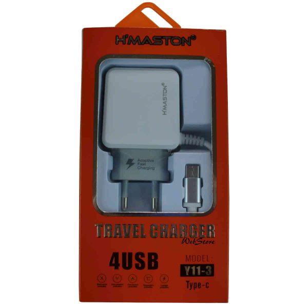 carregador de celular turbo smart tipo c com 4 tomadas USB