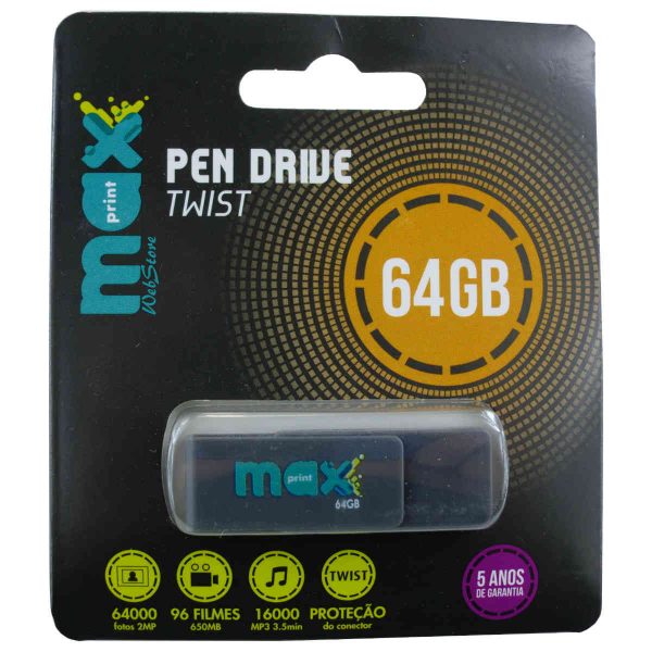 pen drive 64gb Maxprint, nacional com garantia de 5 anos