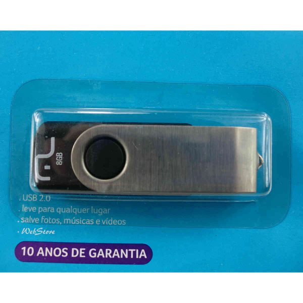 pen drive 8gb Multilaser, nacional com garantia de 10 anos