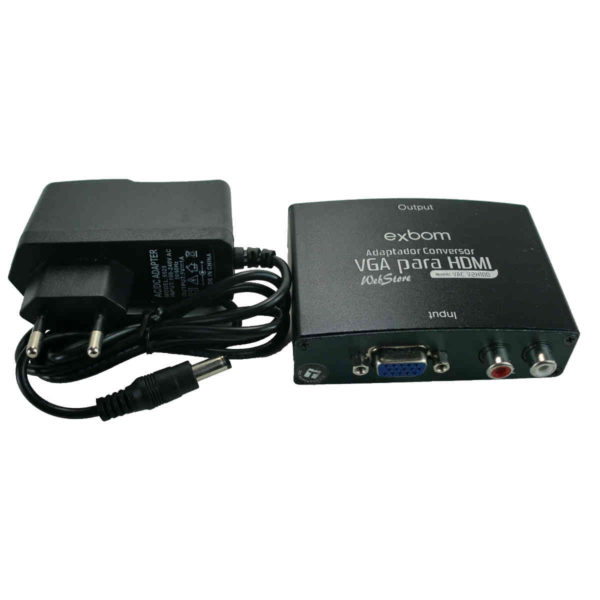 Adaptador vga para hdmi. Conecte a saida VGA do computador ou notebook na entrada HDMI da TV ou projetor com imagem e som digitais.