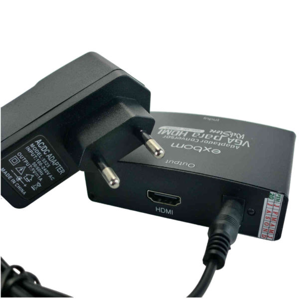 Adaptador vga para hdmi. Conecte a saida VGA do computador ou notebook na entrada HDMI da TV ou projetor com imagem e som digitais.