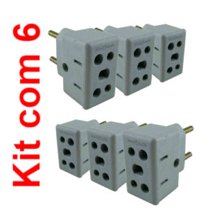 Adaptador de tomadas Universal 10A e 20A Kit 6 un