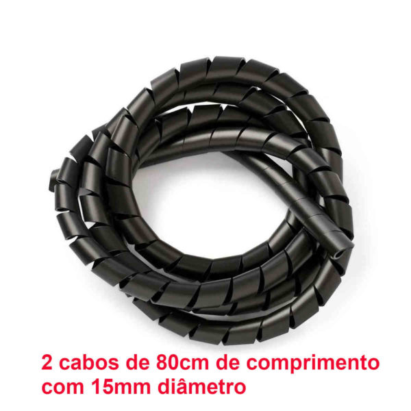 organizador de cabos e fios espiral em pvc 15mm