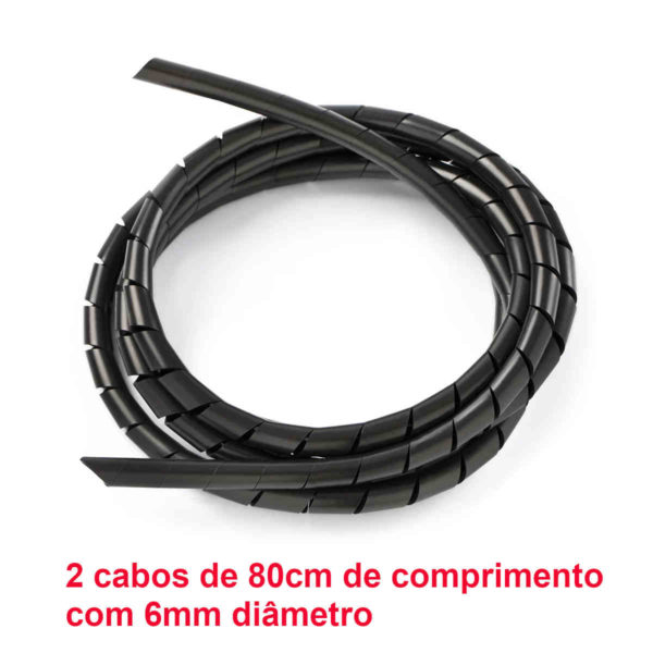 organizador de cabos e fios espiral em pvc 6mm