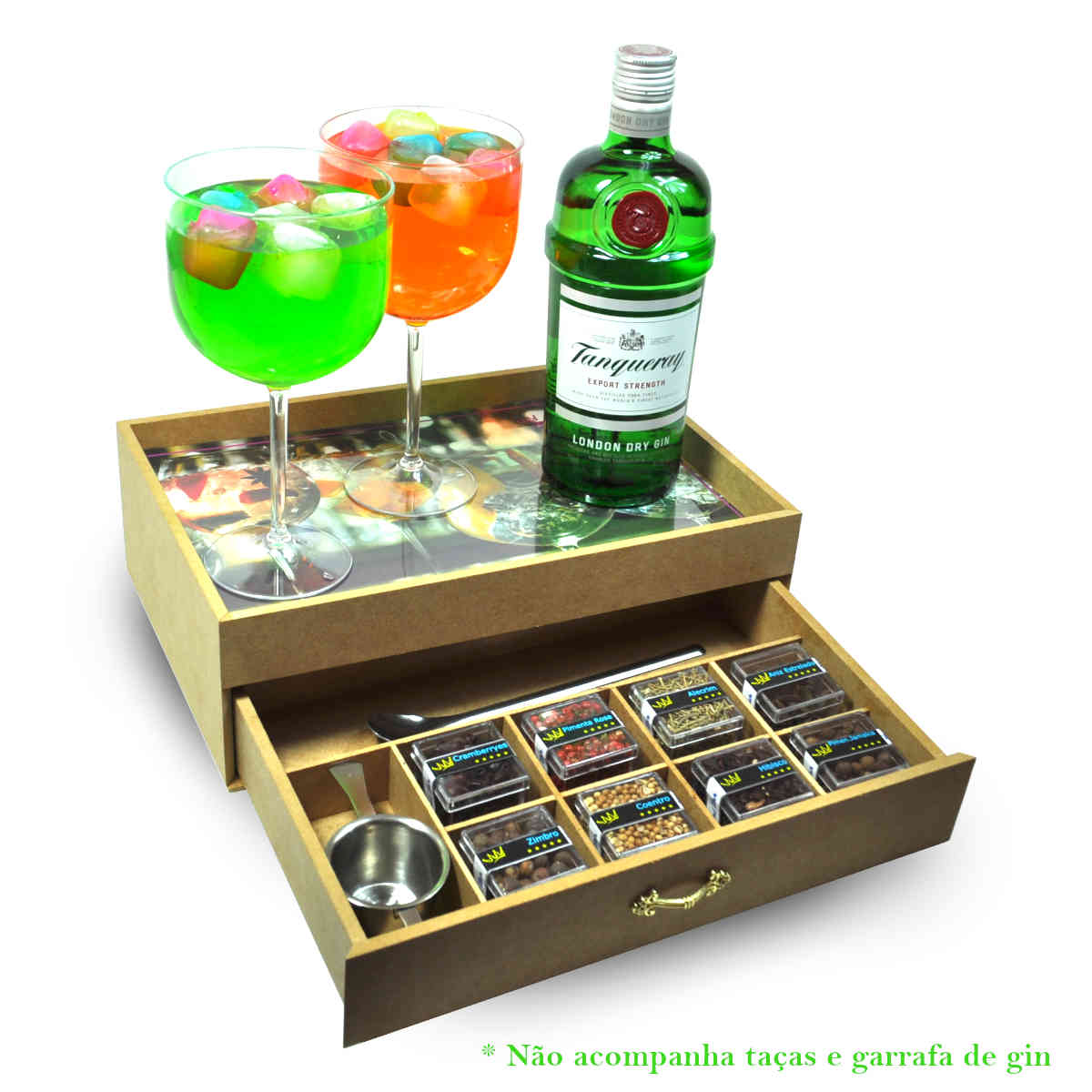 Kit Gin Tonica Tanqueray com taça, especiarias e dosador