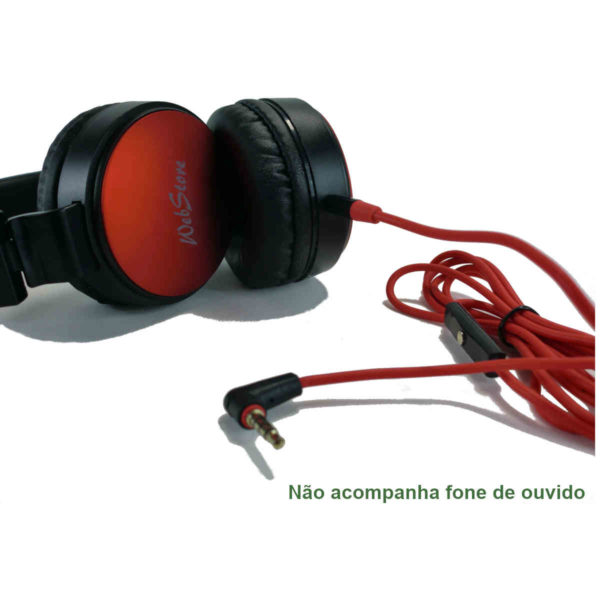 cabo p2 p3 - cabo para headset com microfone - vermelho com 1,50 metro de comprimento