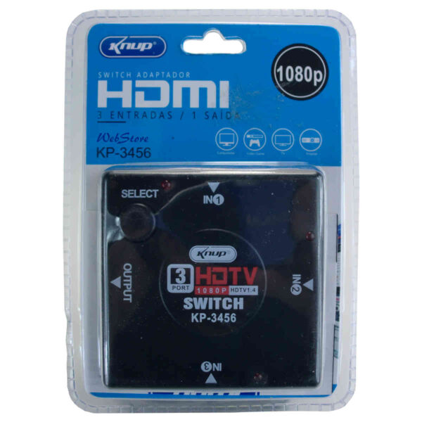 switch hdmi 3 entradas 1 saida