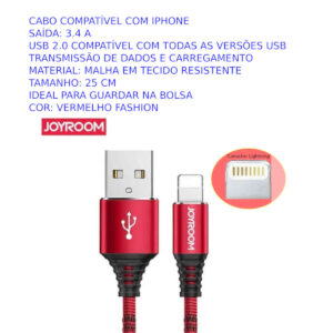 Cabo USB IPhone de 25 cm reforçado JRIP