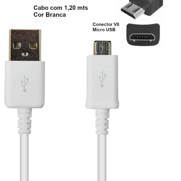 cabo v8 micro usb branco