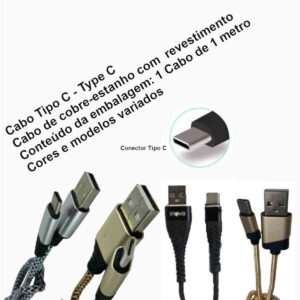 Cabo TIPO C USB Reforçado – Type C para celulares e smartphones