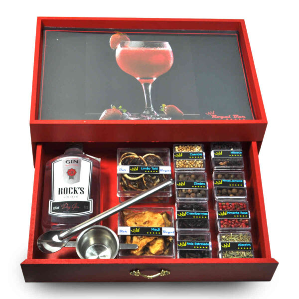 kit Gin Tônica Gaveta Bandeja Red Royalbar