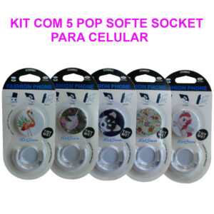 popsockets suporte celular - kit com 5 softe socket