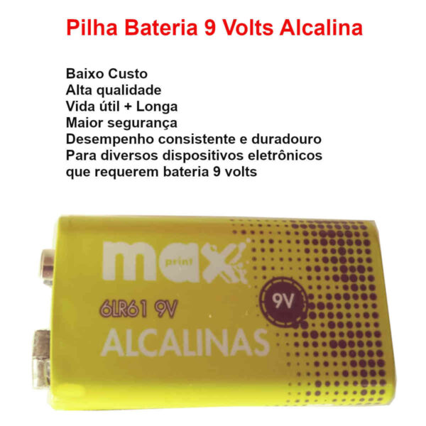 Pilha Bateria 9 Volts Alcalina Maxprint