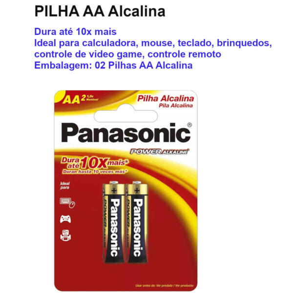 Pilha AA Alcalina Panasonic - Kit com 2 pilhas