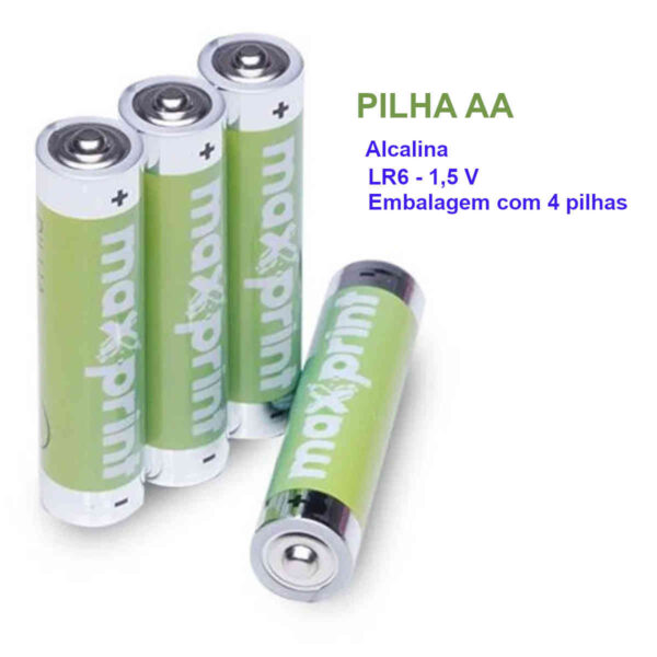 Pilha AA Alcalina Maxprint - Kit com 4 pilhas