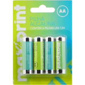 Pilha AA Alcalina Maxprint - Kit com 4 pilhas