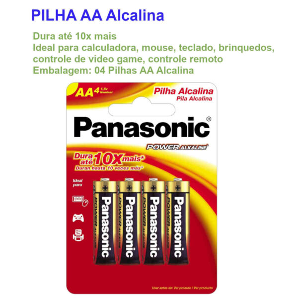 Pilha AA Alcalina Panasonic - Kit com 4 pilhas