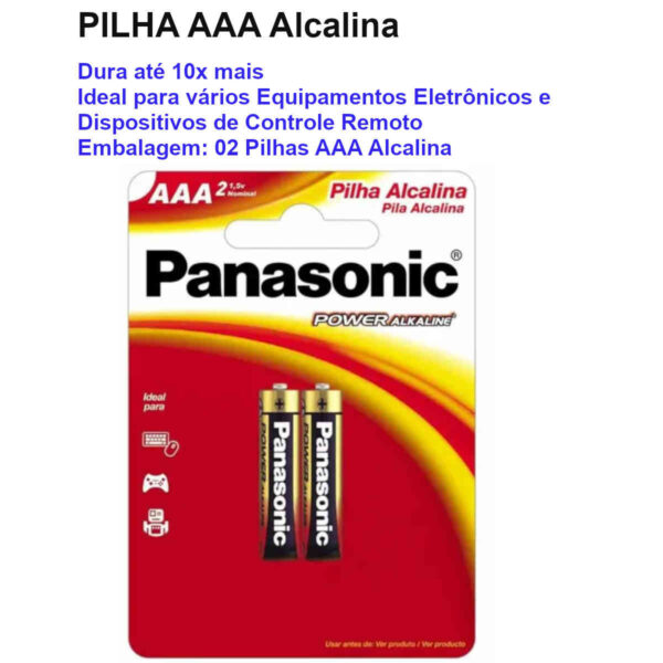 Pilha AAA Alcalina Panasonic - Kit com 2 pilhas