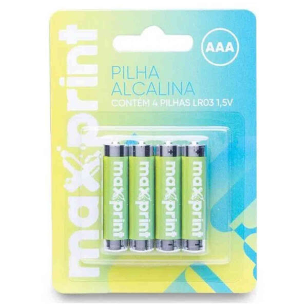 Pilha AAA Alcalina Maxprint - Kit com 4 pilhas