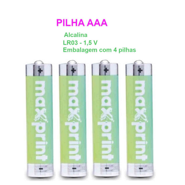 Pilha AAA Alcalina Maxprint - Kit com 4 pilhas