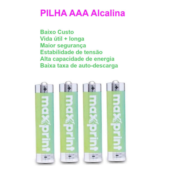 Pilha AAA Alcalina Maxprint - Kit com 4 pilhas