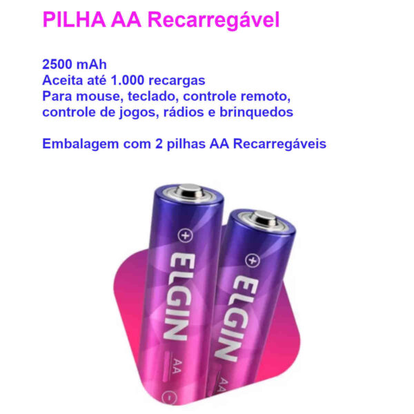 Pilha AA Recarregável Elgin