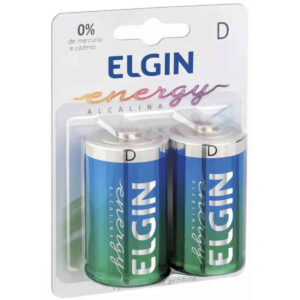 Pilha D Grande Alcalina Elgin – Kit com 2 Pilhas