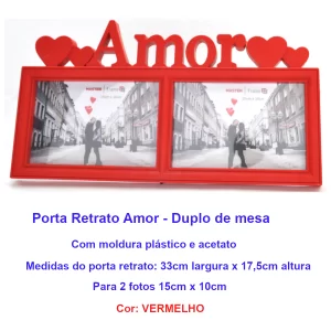 Porta retrato de mesa para fotos Amor Vermelho