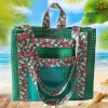 Bolsa de Praia Verde em treliça com Necessaire e Carteira