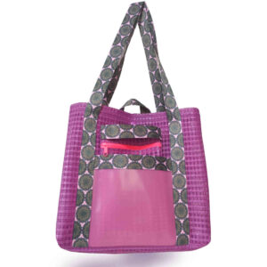 Bolsa de Praia Lilás em treliça com Necessaire e Carteira