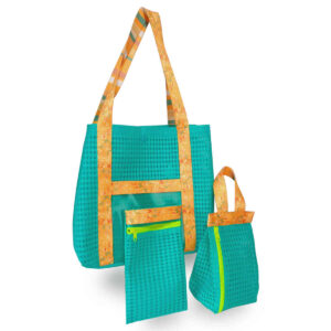 Bolsa de Praia Verde em treliça com Necessaire e Carteira