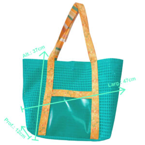 Bolsa de Praia Verde em treliça com Necessaire e Carteira