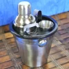 coqueteleira kit de bar premium com 6 peças - balde de gelo - dosador para drinks - pegador de gelo - abridor de garrafas - organizador