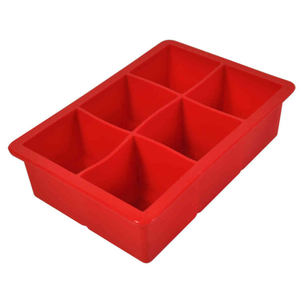 Forma de Gelo em Silicone Vermelho para 6 Cubos de Gelo Grande