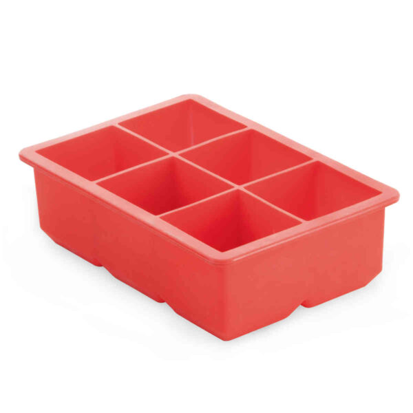 Forma de Gelo em Silicone Vermelho para 6 Cubos de Gelo Grande - Image 3