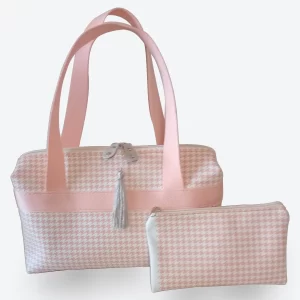 Bolsa feminina de Mão Deborah NKoisas: Elegância Estruturada em Rose – Com Clutch Combinando